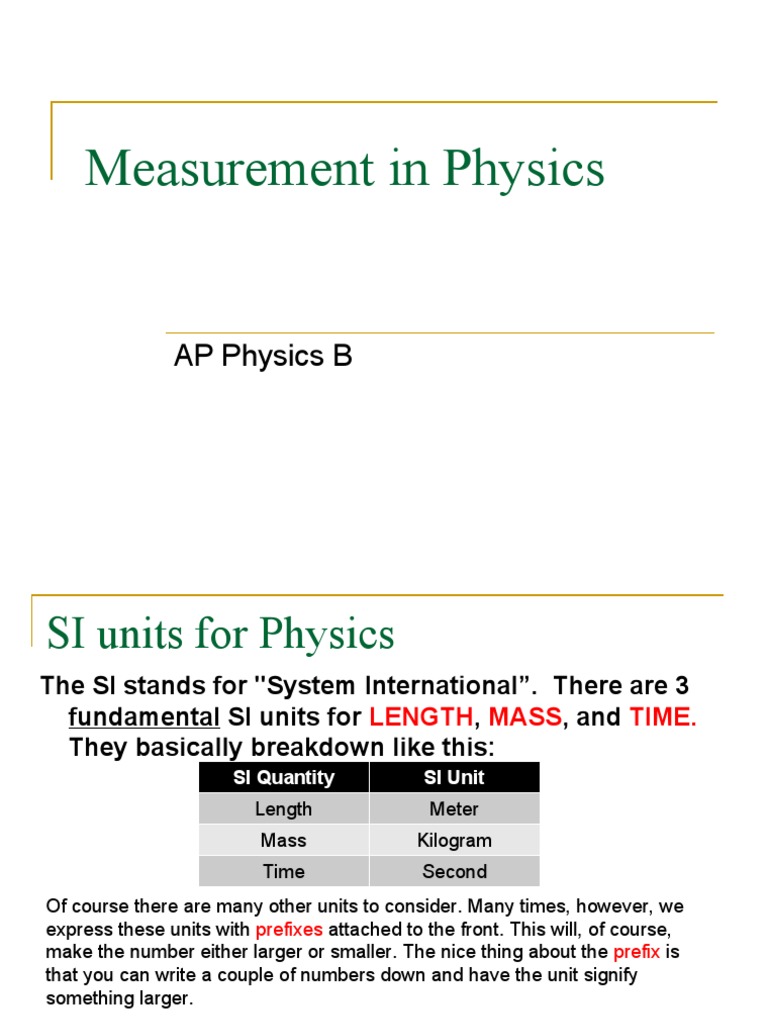 Physics Measurement | PDF | International System Of Units | Kilogram
