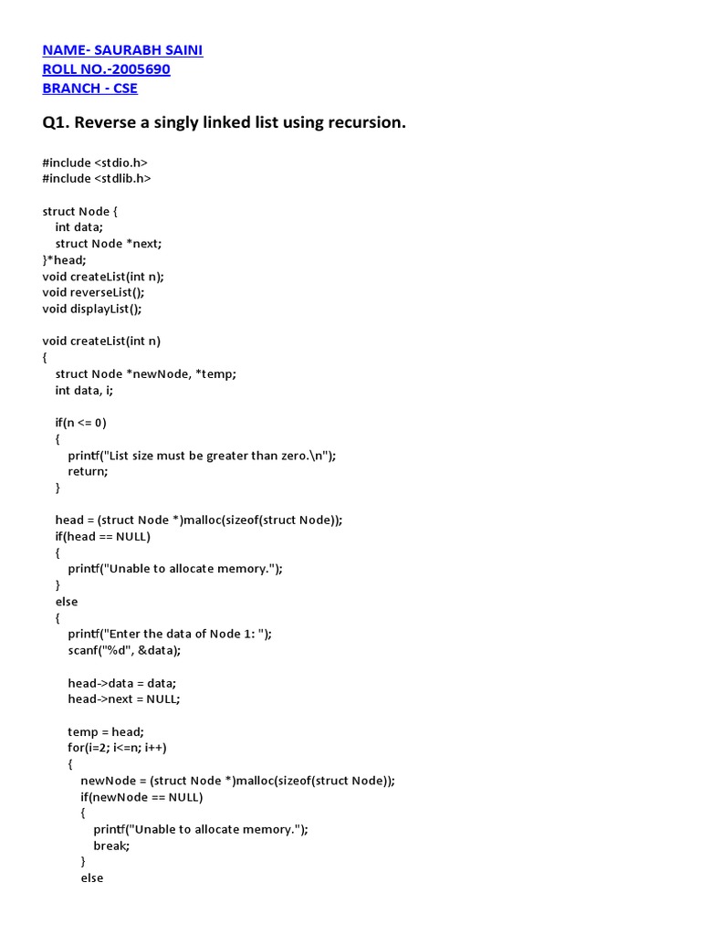 Linked List and Matrix Operations in C | PDF | Software Development ...
