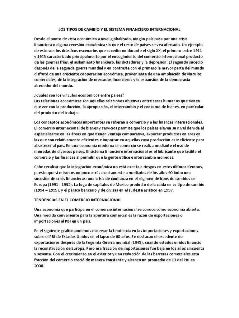 Tipos de Cambio y Finanzas Internacionales | PDF | Tipo de cambio ...