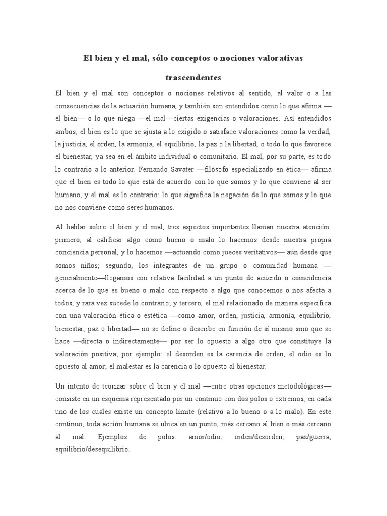 Dualidad del Bien y el Mal en Ética | PDF | Mal | Amor