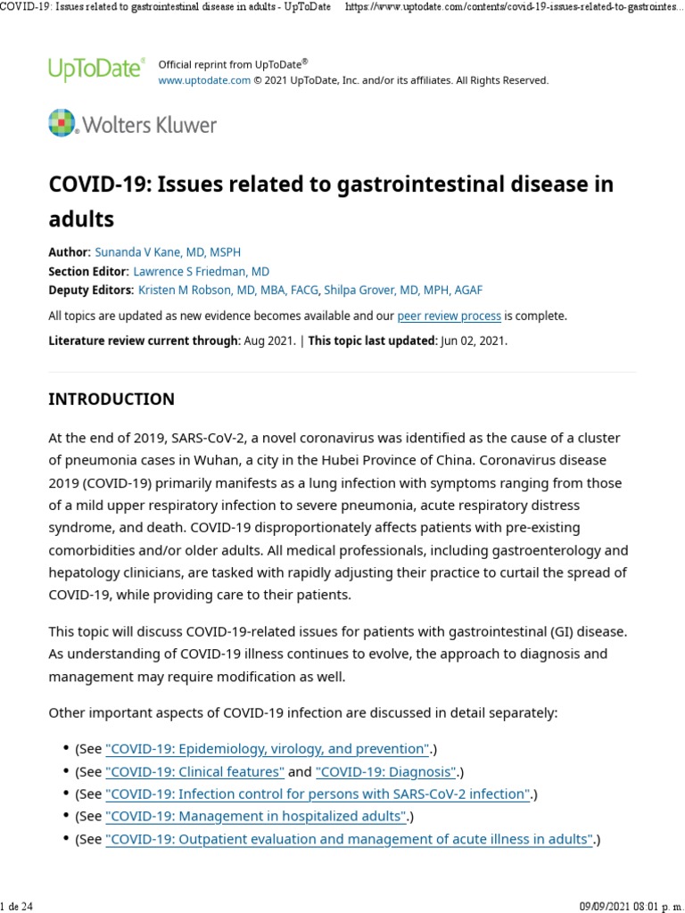 COVID19 Issues Related To Gastrointestinal Disease in Adults