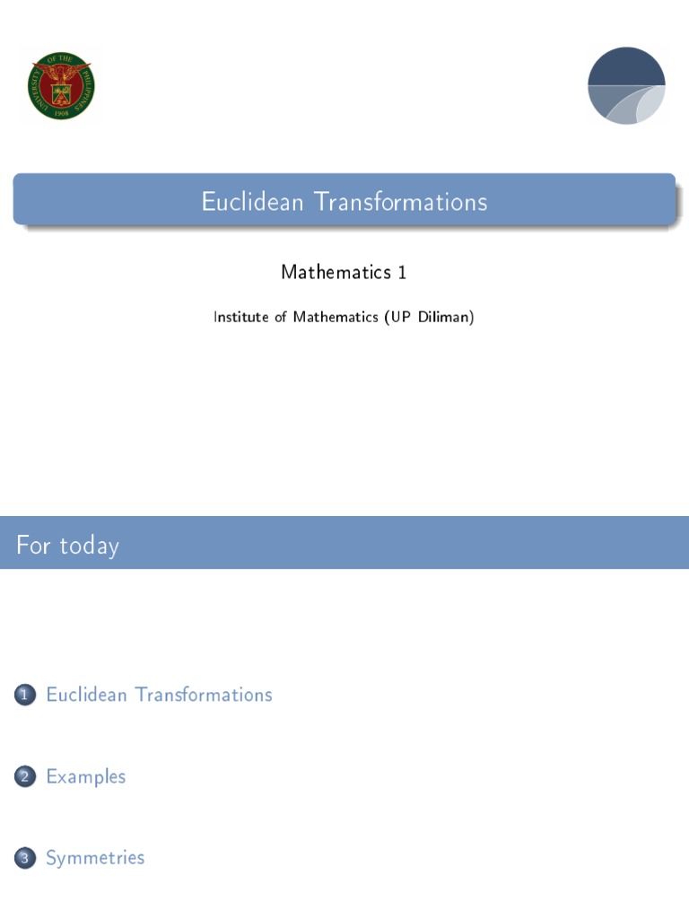 Euclidean Transformations: Mathematics 1 | PDF
