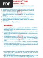 Physics Important Questions For Inter 1st Year | PDF | Collision | Heat