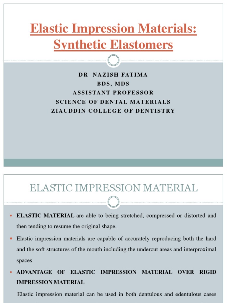Elastic Impression Material PDF Chemistry Materials