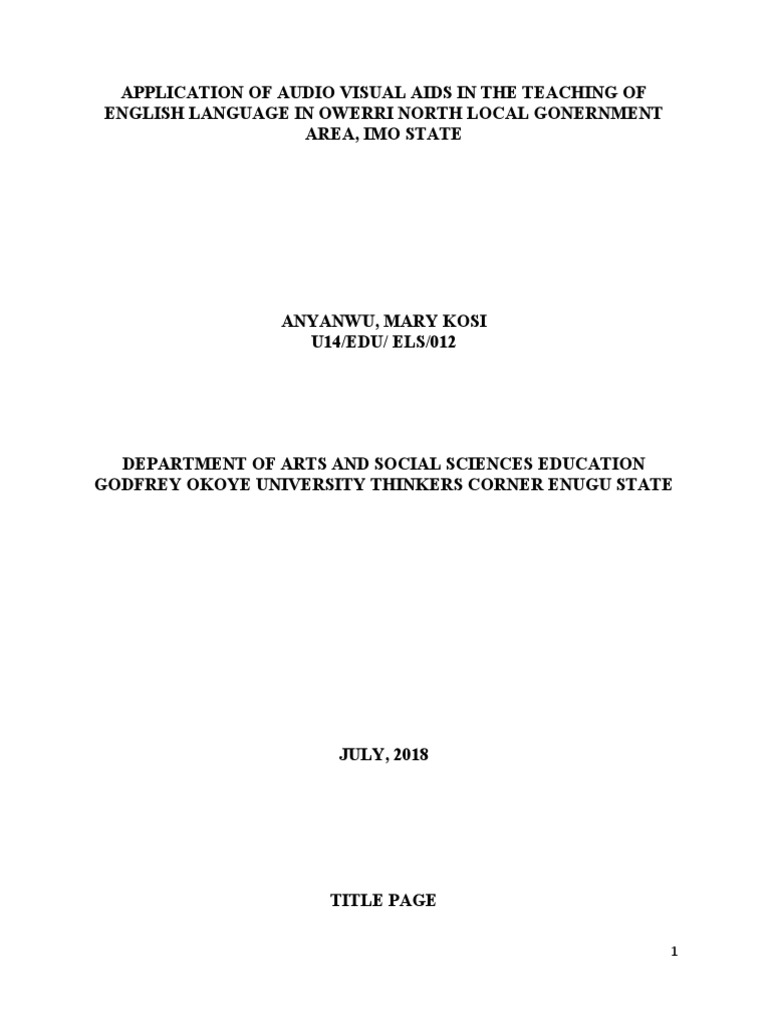 Application of Audio Visual Aids in The Teaching of English Language PDF Teachers Learning