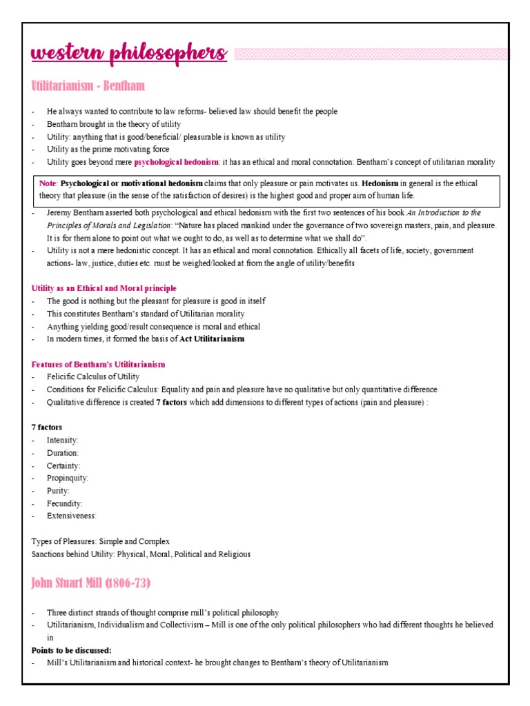 POLITICAL SCIENCE II Notes | PDF | Utilitarianism | Hedonism