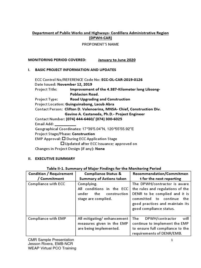 CMR Compliance Report Example | PDF | Surface Runoff | Air Pollution
