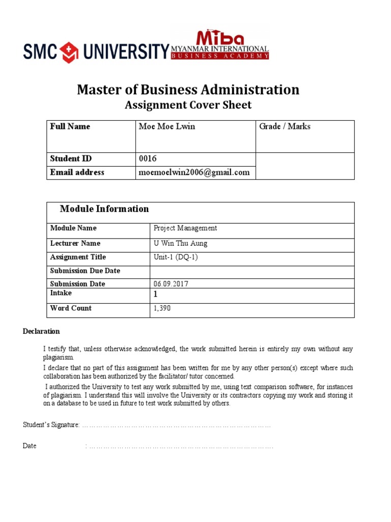 Project Management Assignment Submission | PDF | Project Management | Risk