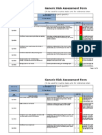 Generic Risk Assessment Form: (To Be Used For Routine Tasks and For Reference When Developing Project Specific R