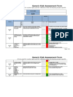 Generic Risk Assessment Form: (To Be Used For Routine Tasks and For Reference When Developing Project Specific R