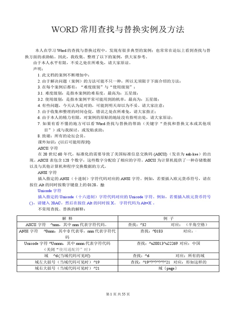 word 最经典查找与替换的方法通配符讲解世间绝无仅有| PDF