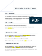 Primary Research Questions Planning