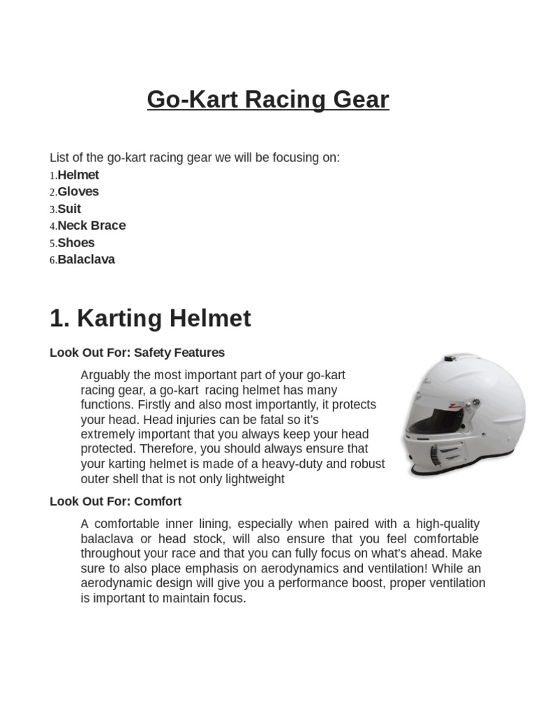 GoKart Racing Gear Helmet Gloves Suit Neck Brace Shoes Balaclava