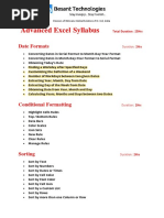 Advanced Excel Syllabus