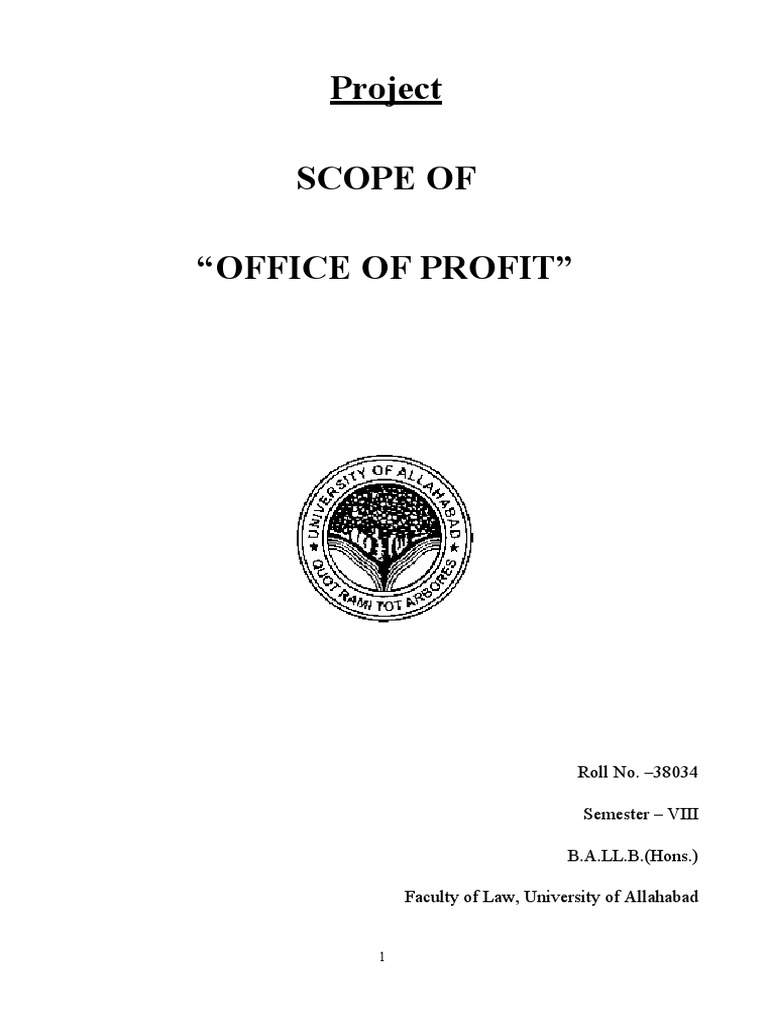 Office of Profit. Divyendu873 PDF House Of Commons Of The United Kingdom Government Of India