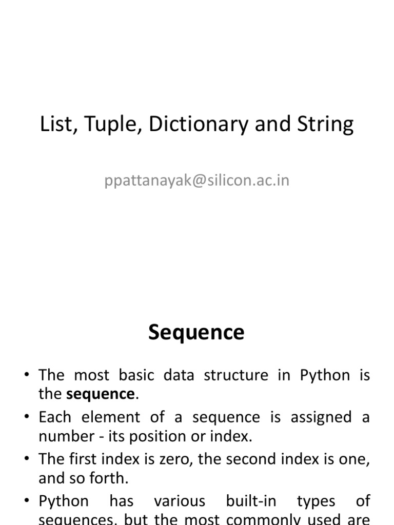List Tuple Dictionary Slides | PDF | String (Computer Science) | Letter ...