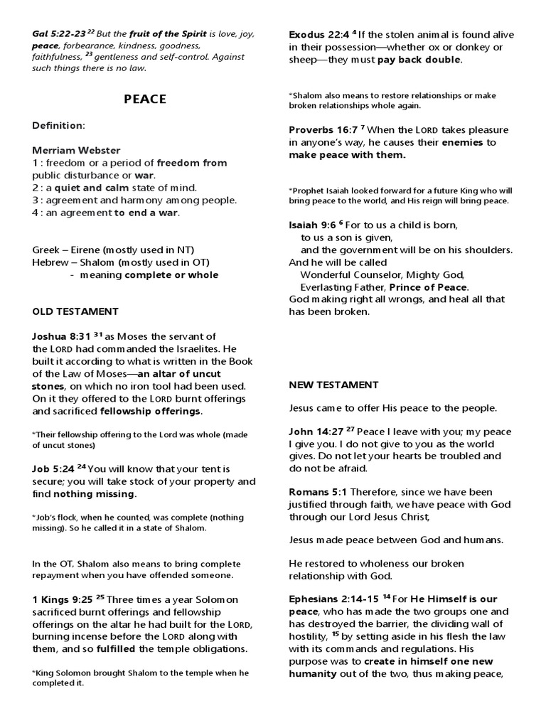 Peace Definition Merriam ster PDF Fruit Of The Holy Spirit