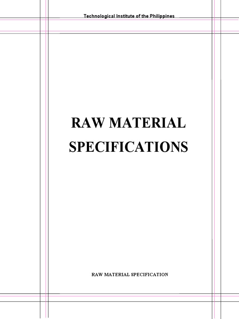 Raw Material Specifications PDF Personal Protective Equipment