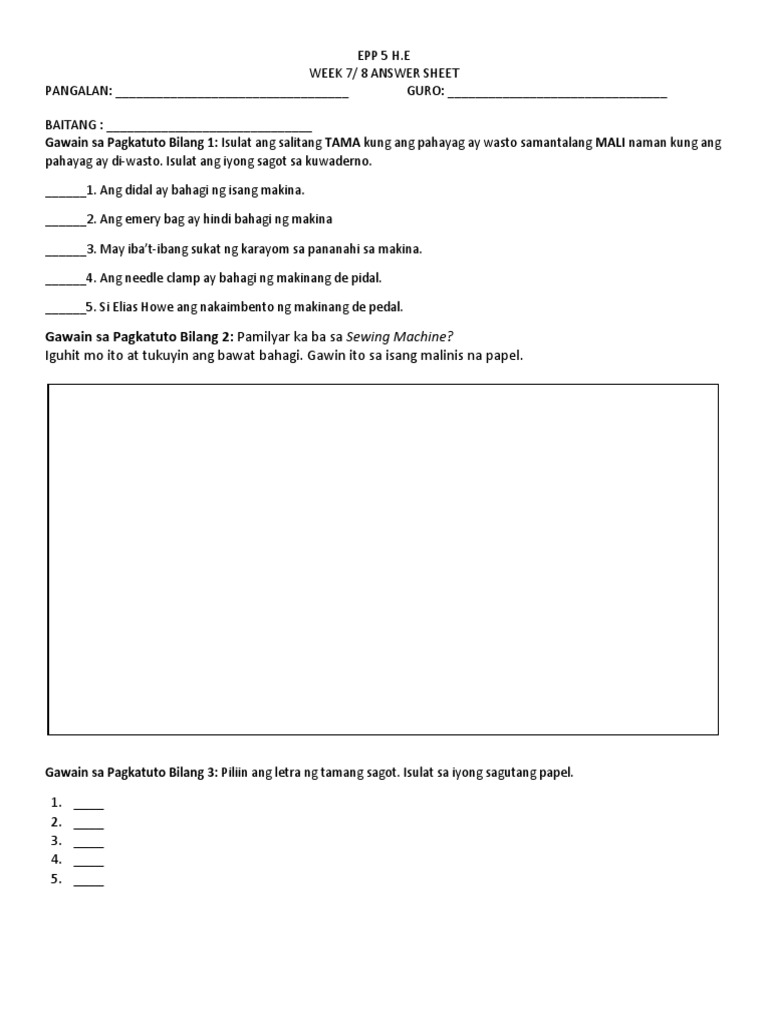Epp 5 He Week 7 and 8 | PDF