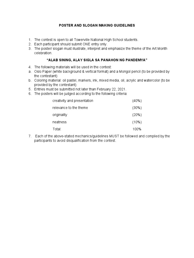 Poster and Slogan Contest Guidelines | PDF | Intellectual Works | Media ...