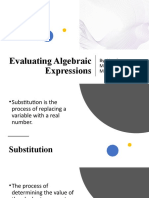 Evaluating Algebraic Expressions