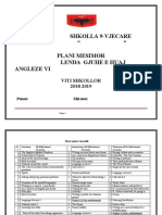 Shkolla 9-Vjecare " " Plani Mesimor Lenda Gjuhe E Huaj Angleze Vi