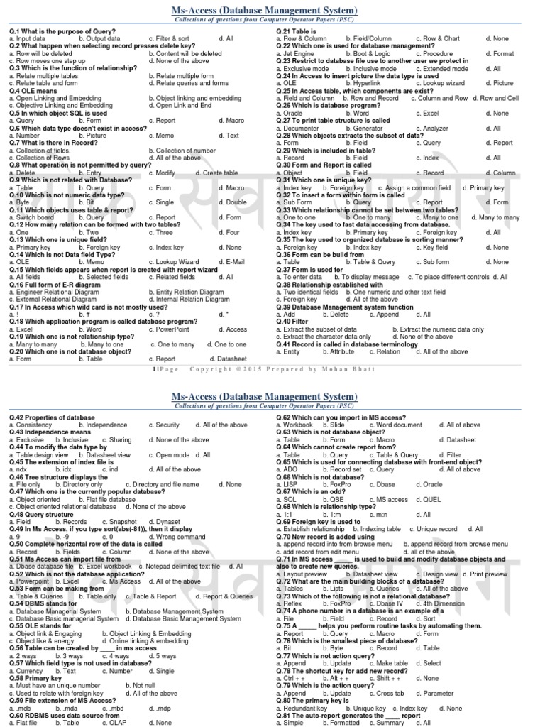 Collections Of Questions From Computer Operator Papers PSC PDF