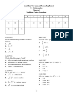 South Tuen Mun Government Secondary School S4 Mathematics Multiple Choice Questions