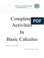 Completed Activities in Basic Calculus: Virgen Milagrosa University Foundation