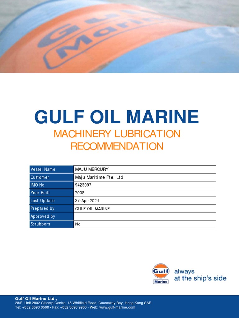 Gulf Oil Marine: Machinery Lubrication Recommendation | PDF | Lubricant ...
