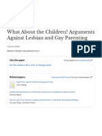 What About The Children? Arguments Against Lesbian and Gay Parenting