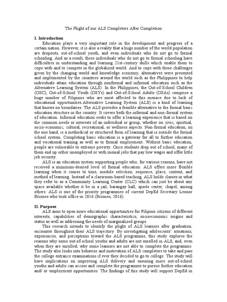 The Plight Of Our Als Completers After Completion Pdf Learning