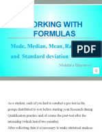 Working With Formulas: Mode, Median, Mean, Range and Standard Deviation