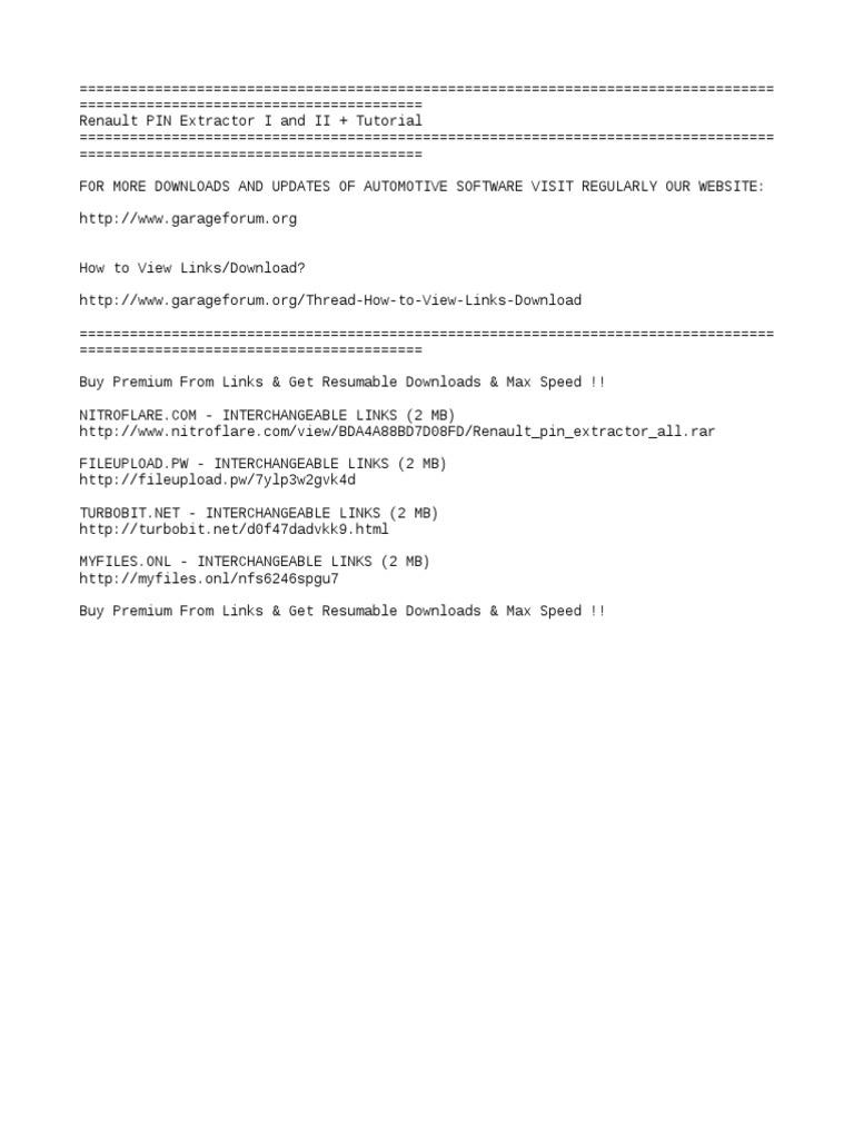 Renault PIN Extractor I and II + Tutorial | PDF