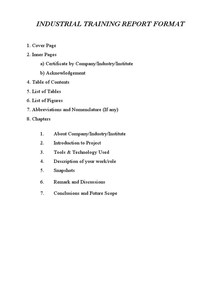 Industrial Training Report Format PDF Graphic Design Writing