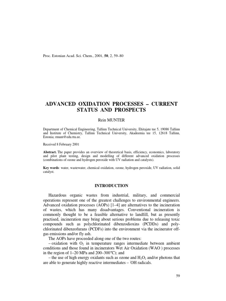Advanced Oxidation Processes Overview | PDF | Hydrogen Peroxide | Ozone