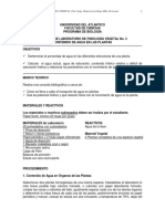 CONTENIDO DE AGUA EN LAS PLANTAS - Lab. No 3 FisioVegetal. Prof. Leyva