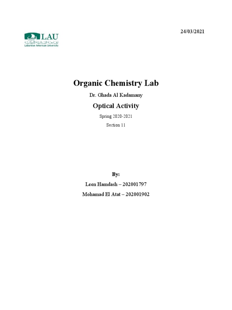 Optical Activity in Organic Chemistry | PDF | Physics | Chemistry