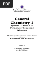 General Chemistry 1: Quarter 1 - Module 2: Formulas of Compound Substance