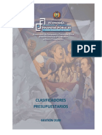 Clasificadores Presupuestarios Gestion 2020