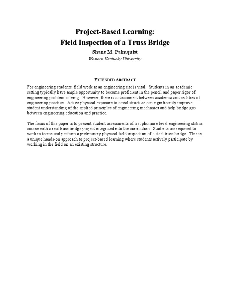 Field Inspection of Truss Bridge Project | PDF | Art | Technology ...