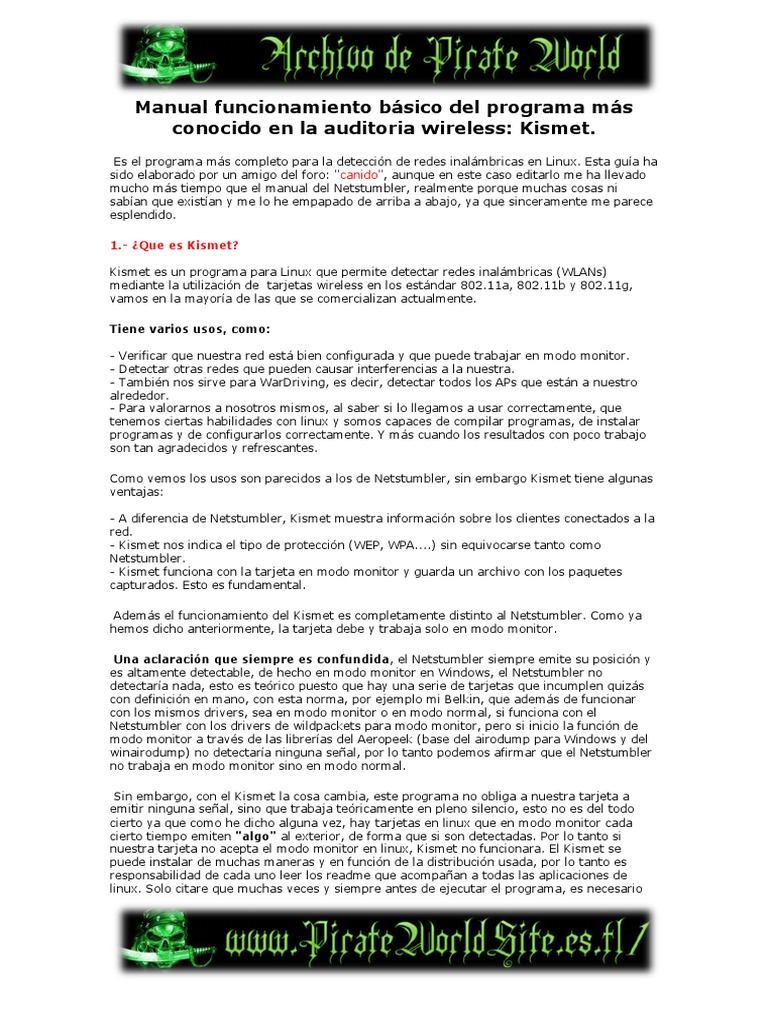 Auditoria Wireless Kismet Descargar gratis PDF Punto de acceso