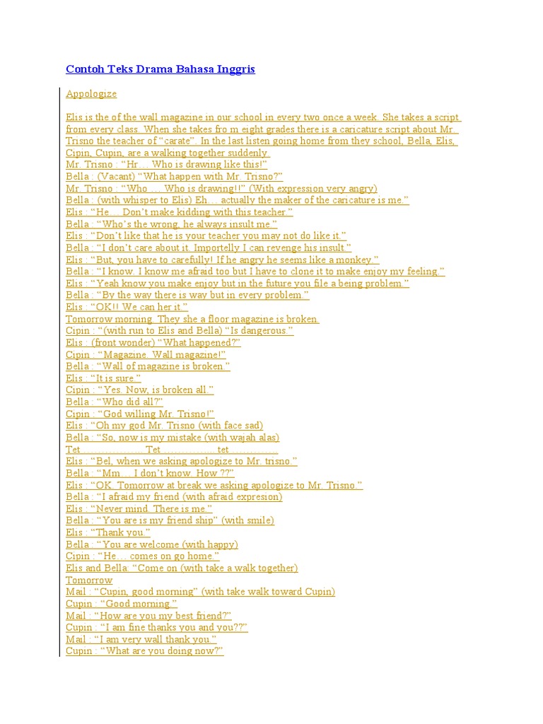 Drama Apology Script in English | PDF | Art