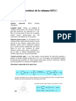 Características de La Columna HPLC