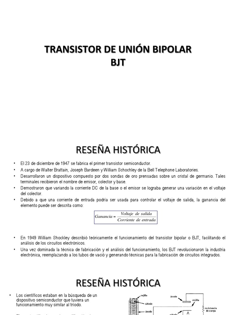 El transistor bipolar de unión (BJT) historia, estructura y
