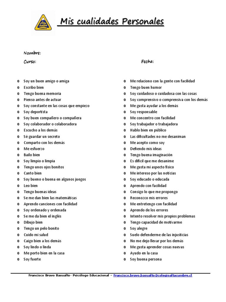 Mis Cualidades Personales Pdf