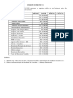 Exercício prático 1 balanço patrimonial e DRE