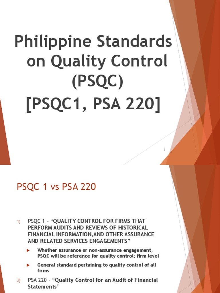 Philippine Standards On Quality Control (PSQC) (PSQC1, PSA 220) | PDF ...