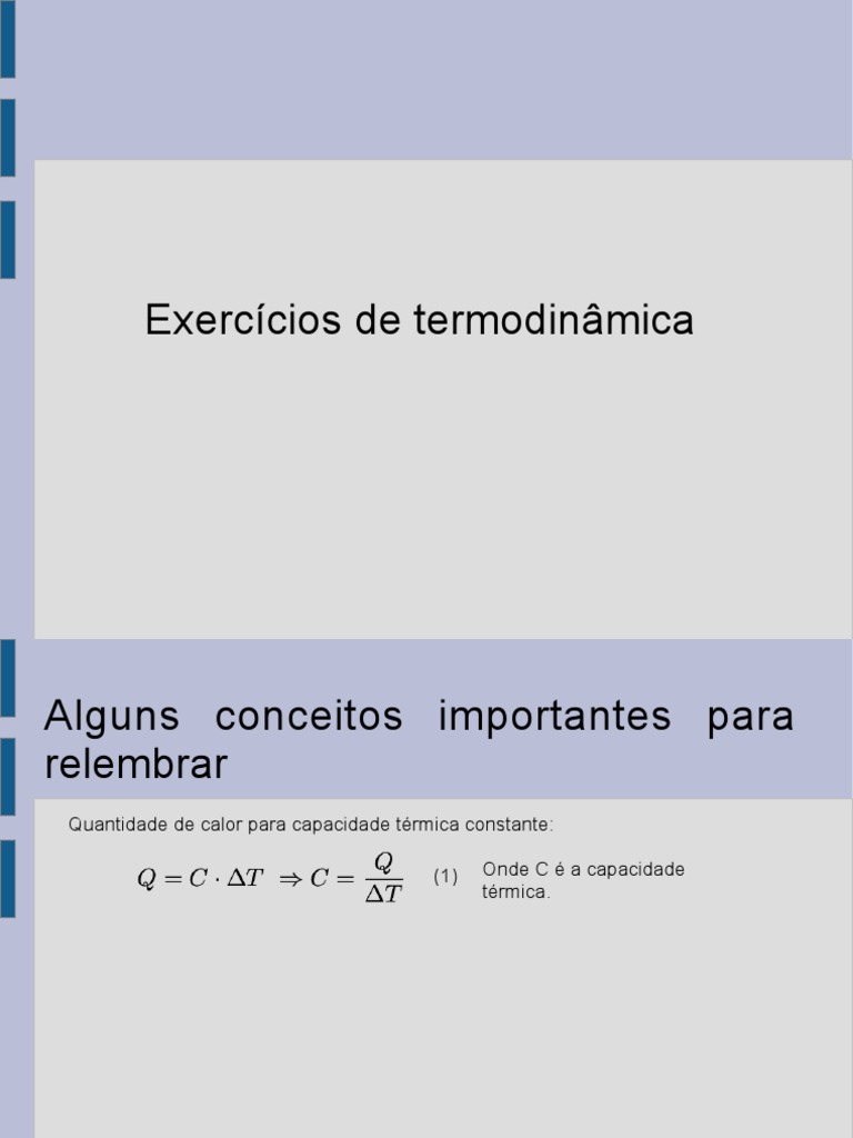 Exercicios Termodinamica | PDF | Calor | Termodinâmica