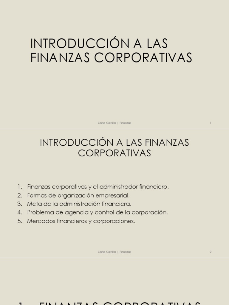 C1 Introducción A Las Finanzas Corporativas | PDF | Compartir (Finanzas ...